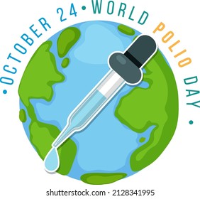 Ilustración del diseño de la tipografía del Día Mundial de la Polio, 24 de octubre