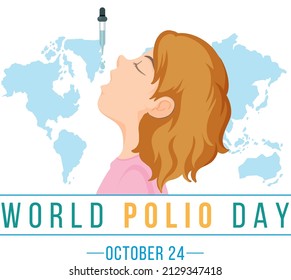 Diseño tipográfico del Día Mundial de la Poliomielitis con la vacuna contra la poliomielitis