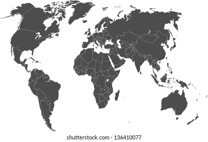World political map with borders