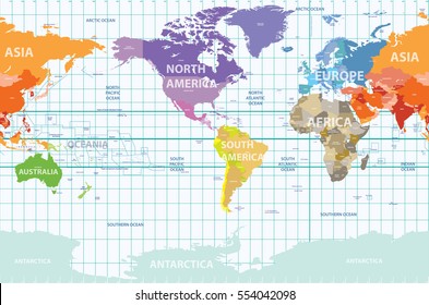 world political map centered on America