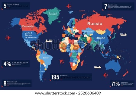 World Political Map: Fully Editable Continent-Based Vector Layers for Every Country