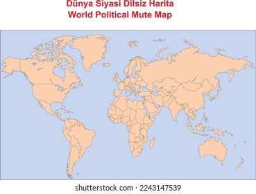 World Political Mute Map, education illustrator