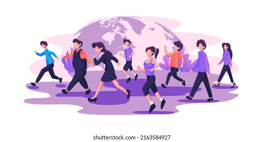 diseño de ilustración vectorial de estilo plano de ejecución de día de población mundial