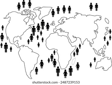 Ilustración vectorial de arte de la población mundial arte minimalista