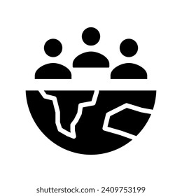 World population black glyph icon. Global society. People community. Planet residents. Humanity. Worldwide cultures. Silhouette symbol on white space. Solid pictogram. Vector isolated illustration