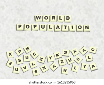 World Population Concept With Word Cubes Illustration. Vector EPS 10.
