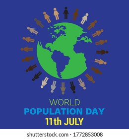 World population day 11 July  Vector illustration.