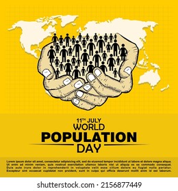 World Population Day, 11 July, Poster and banner Vector