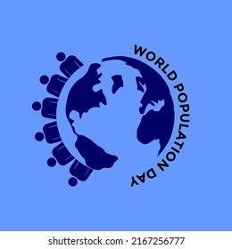 world population day 11 july simple design with blue background