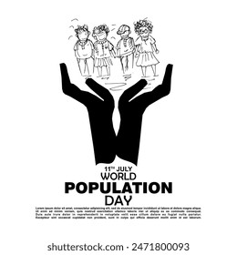 world population day, 11 July, poster and banner vector