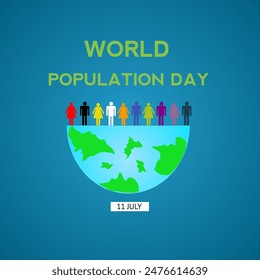 World Population Day, 11 JULY concept design banner, poster, template 3D vector illustration.