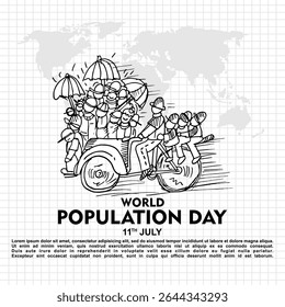 Dia Mundial da População, 11 de julho, poster vetor