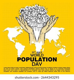 Dia Mundial da População, 11 de julho, poster vetor
