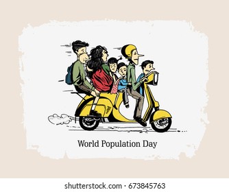 World Population Day, 11 July, Hand Drawn Sketch Vector illustration.