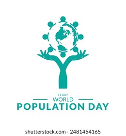 world population day, 11th July, greeting card, editable social media template. eps file,.