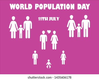 World Population day 2019, Simple seamless pattern design, human cycle from birth till family - Vector