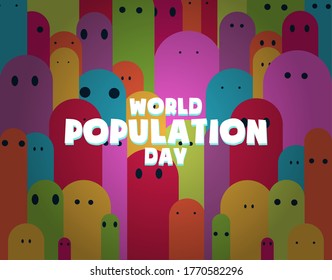 World Population Day, abstract people doodle background, greeting poster, vector illustration