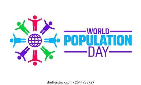 World Population Day background or banner design. Colorful Human Figures Surrounding Globe, Symbolizing Diversity, Global Unity, and Community. - Powered by Shutterstock - Get 15% off with code: PIKWIZARD15