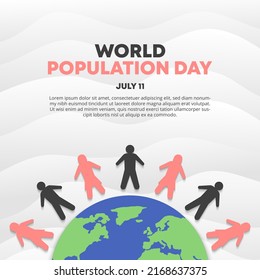 World population day background with cutting paper style decoration
