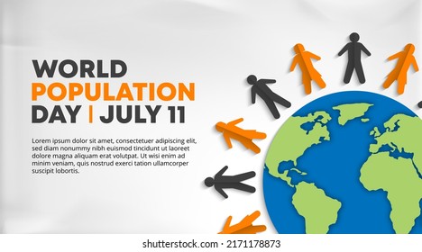 World population day background with paper decoration