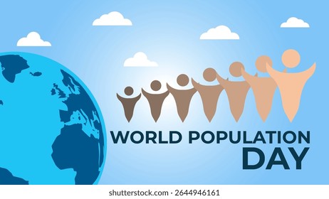 Ilustração do vetor de fundo do Dia Mundial da População, modelo de banner de design plano
