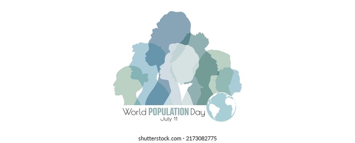 World Population Day banner. Flat vector illustration.	