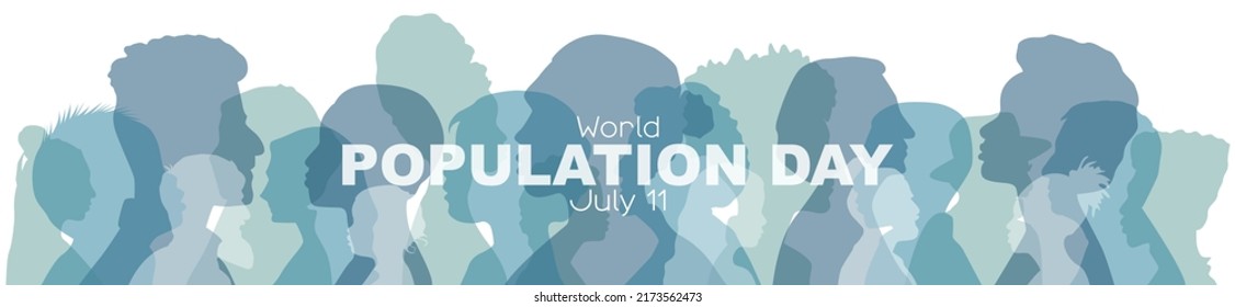 World Population Day banner.	Flat vector illustration.	