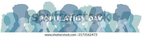World\
Population Day banner.	Flat vector\
illustration.	