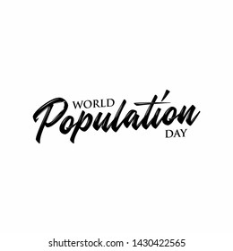 WORLD POPULATION DAY Calligraphy Background Black White Greeting Card typography - Vector