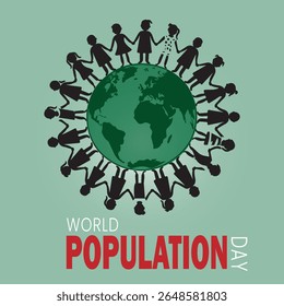World Population Day Celebrating creative concept Large and diverse group of people around world map