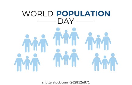 Dia Mundial da População. Celebrando a Unidade Global e a Consciência em 11 de julho. Banner, cartões, impressões, mídias sociais, cartaz, folheto e modelo de design de fundo.
