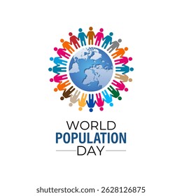 Dia Mundial da População. Celebrando a Unidade Global e a Consciência em 11 de julho. Banner, cartões, impressões, mídias sociais, cartaz, folheto e modelo de design de fundo.