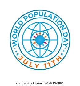 Dia Mundial da População. Celebrando a Unidade Global e a Consciência em 11 de julho. Banner, cartões, impressões, mídias sociais, cartaz, folheto e modelo de design de fundo.
