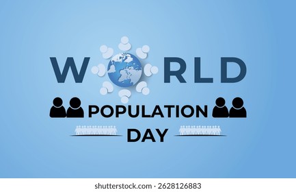 Dia Mundial da População. Celebrando a Unidade Global e a Consciência em 11 de julho. Banner, cartões, impressões, mídias sociais, cartaz, folheto e modelo de design de fundo.