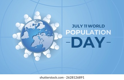 Dia Mundial da População. Celebrando a Unidade Global e a Consciência em 11 de julho. Banner, cartões, impressões, mídias sociais, cartaz, folheto e modelo de design de fundo.