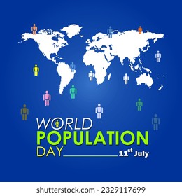 World Population Day celebration banner, poster, template design. Commemorated every July 11, for the world campaign. World Population Day card.  Vector illustration.