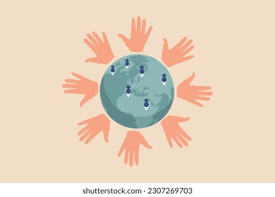World population day concept. Colored flat vector illustration.