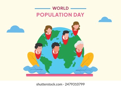 World Population Day Concept. Colored flat vector illustration isolated.