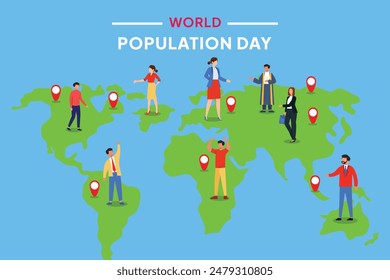 World Population Day Concept. Colored flat vector illustration isolated.