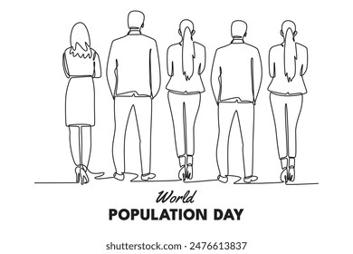 In: World Population Day Concept. Grafikdarstellung einer einzeiligen Vektorgrafik in Zeichnungsentwurf.