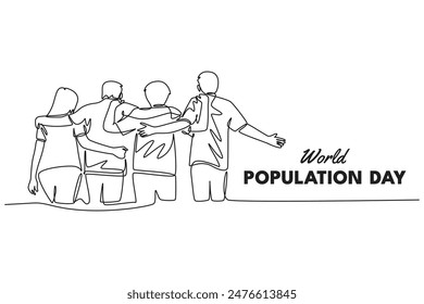 In: World Population Day Concept. Grafikdarstellung einer einzeiligen Vektorgrafik in Zeichnungsentwurf.