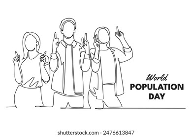 World Population Day Concept. Single line draw design vector graphic illustration.