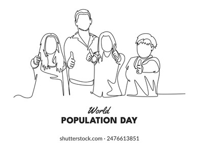 World Population Day Concept. Single line draw design vector graphic illustration.