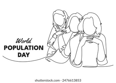 Concepto del Día Mundial de la Población Ilustración gráfica de Vector de diseño de línea única.