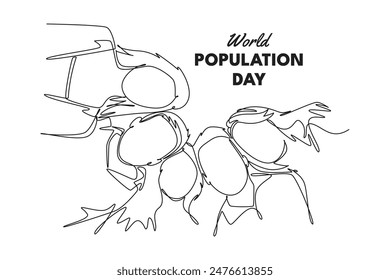 World Population Day Concept. Single line draw design vector graphic illustration.