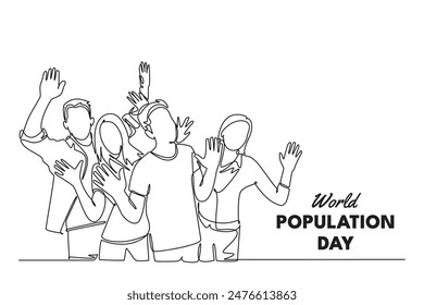 World Population Day Concept. Single line draw design vector graphic illustration.