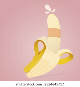 world population day concept. web banner design. bandaged banana. illustration vector
