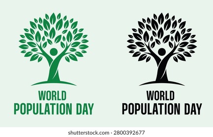 World Population Day conceptual logo design with human tree silhouette for environmental and global community awareness
