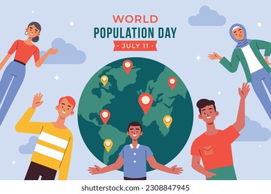 World Population Day. creative concept design. banner, poster. Vector illustration. July 11. 11th of July. World Population Day concept background. population growth. population increase. people.