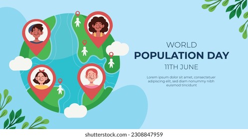 World Population Day. creative concept design. banner, poster. Vector illustration. July 11. 11th of July. World Population Day concept background. population growth. population increase. people.
